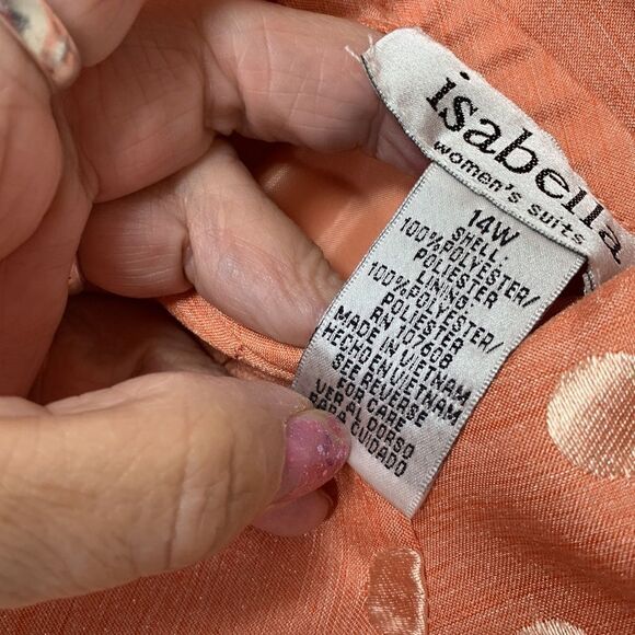 Isabella size 14 W womens two piece suit peach/orange color & polkadot top - Picture 5 of 16